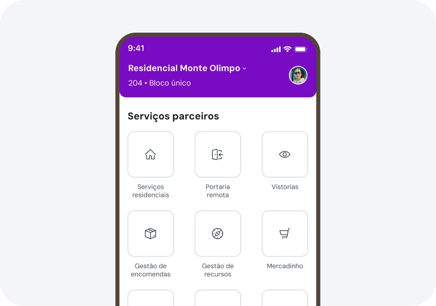 App do morador com a lista de serviços parceiros