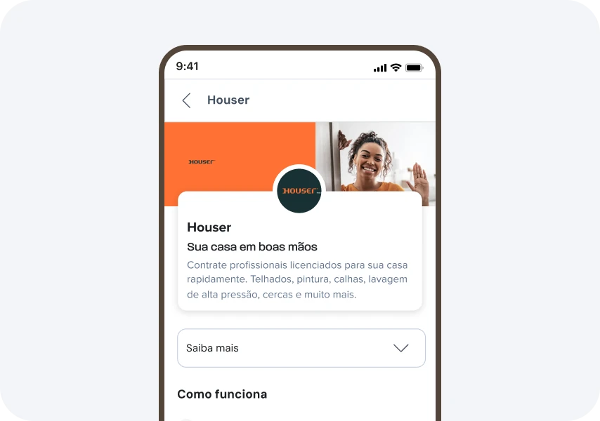 Página de um parceiro no app, pronta para contratar